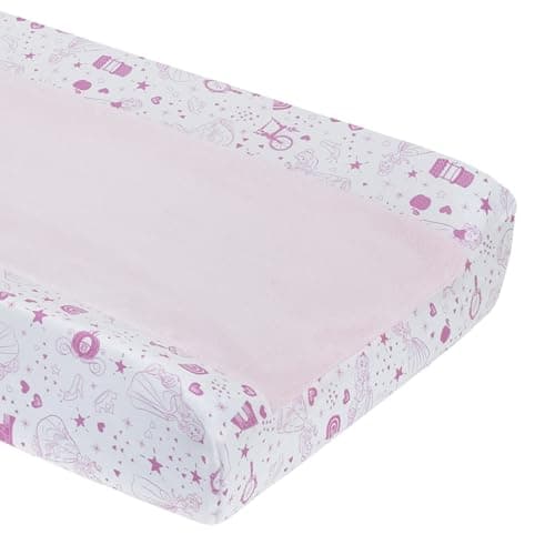 Disney Princess - Dare to Dream Super Soft Pink and White Changing Pad Cover