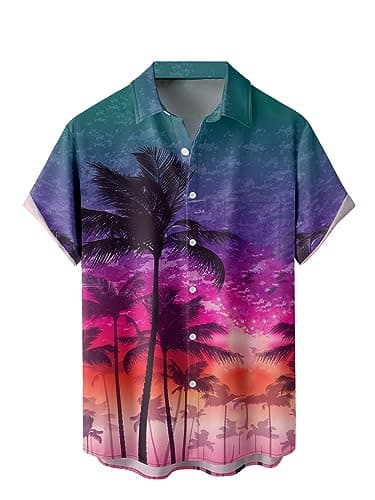 WRITKC Hawaiian Shirts for Men Loose Short Sleeve Mens Beach Shirts Resort Casual Shirts