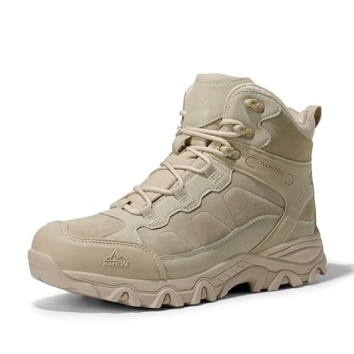 NORTIV 8 Men's Waterproof Hiking Boots Outdoor Mid Trekking Lightweight Mountaineering Shoes Paladin,Size 7,Sand,JS19004M