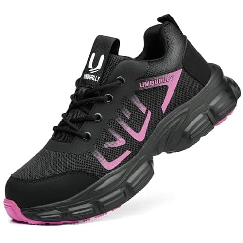 Hogent Steel Toe Shoes for Men Women, Wide Pink Women Size 9.5 / Men 8