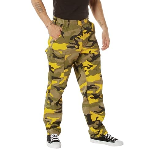 Rothco Tactical BDU Pants – Rugged Cargo Outdoor Hiking EDC Work Uniform, Stinger Yellow Camo, S