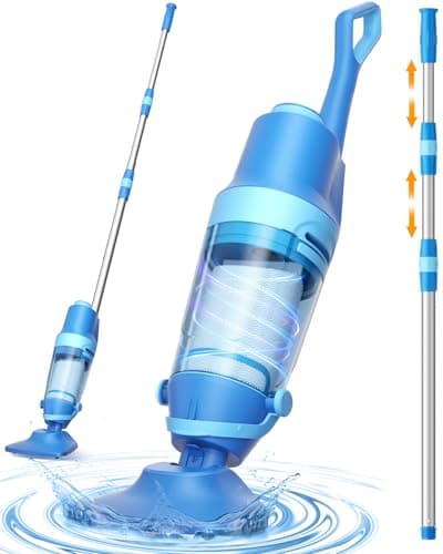 Cordless Pool Vacuum for Inground & Above Ground Pools: 23.8 GPM Powerful Stable Suction, Telescopic Pole up to 90.6", 60-Min Runtime, Extra-Large Filter & Rechargeable Pool Cleaner for Spas/Hot Tubs