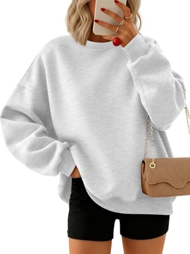 Trendy Queen Oversized Sweatshirts Crewneck pullover Fall Grey L
