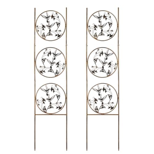 SUNNYPARK Set of 2 Hummingbird Metal Garden Trellis for Climbing Plants, Decorative Vegetables Flowers Vine Trellis for Outdoor Patio 55'' H x 12.4'' W