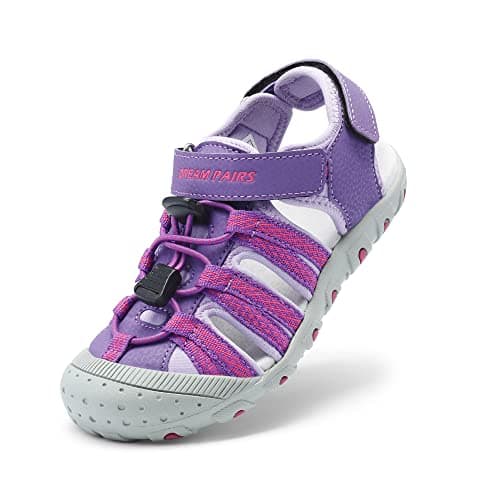 DREAM PAIRS Boys Girls Summer Outdoor Athletic Sport Sandals Hiking Beach Casual Closed Toe Adjustable Multicolor for Toddler/Little/Big Kids,Size 5 Toddler,All Purple,171111-K