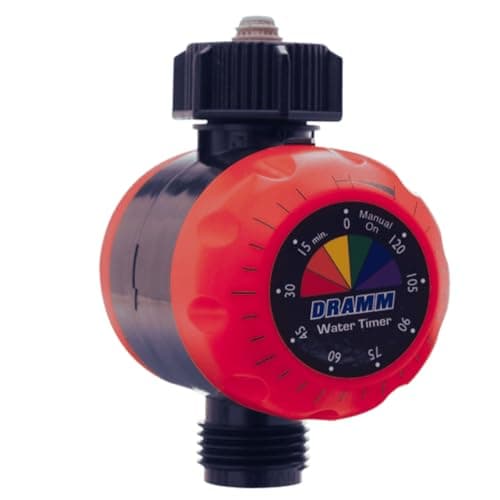 Dramm ColorStorm Premium Water Hose Timer, Mechanical, Turns Water Off Automatically, Up to 120 Minutes of Run Time, Compact for Lawn, Drip, Soaker Hose and Garden, Red