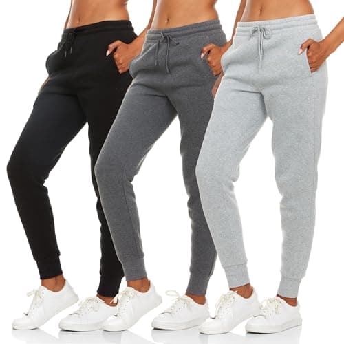 BottomLine 3 Pack Sweatpants Women, Fleece Womens Joggers with Pockets