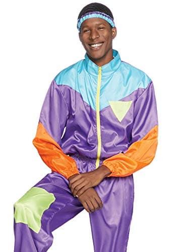 Leg Avenue 86845-10106 2 Pc Awesome 80S Track Suit, Includes Zip Up Jumpsuit And Matching Headband, Med/Lge, Multicolor