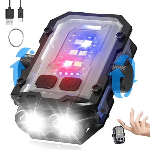 NGOKPYD N11 Rechargeable Small Flashlight 1000 Lumens LED Keychain Flashlights 8 Modes Pocket Flash Light with White Red Blue Lights and Magnetic Tail Base for Camping,Running,Emergency,Hiking(White)