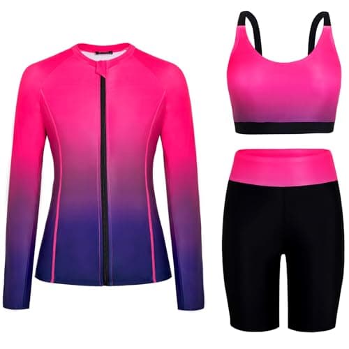 Arolina Womens Plus Size Bathing Suits Long Sleeve Swimsuits UPF 50+ Rash Guard for Women Swimwear Red-Black 20W