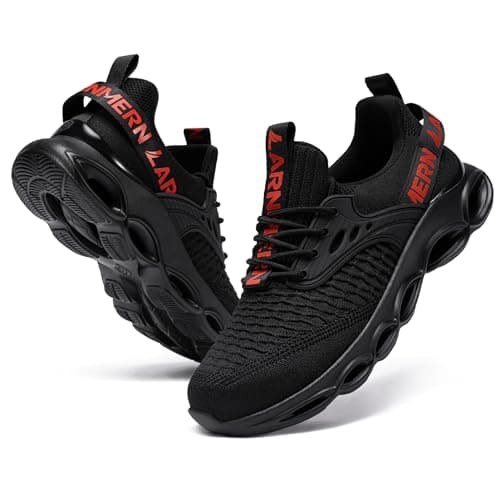 LARNMERN Steel Toe Shoes for Women Safety Shoes Work Sneakers Comfortable Safety Toe Sneakers Work Lightweight Colorful Zapatos de Seguridad (7.5,Red)