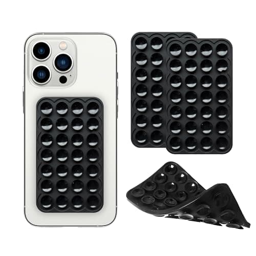 TikLabX Silicone Double-Sided Suction Cup Phone Case Detachable Mount, Sticky Phone Grip Hands-Free Accessories for Selfies & Videos, Trending TikTok Items for iPhone & Android, 2 Pack Black