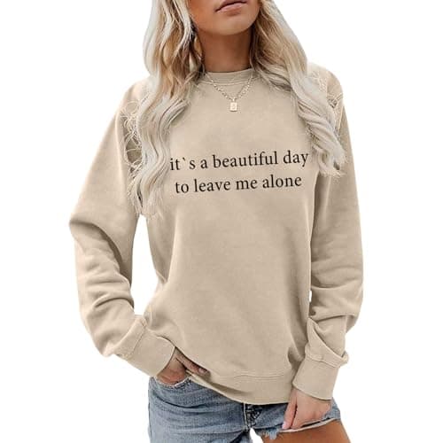 YITAN Women Graphic Cute Sweaters Funny Pullover Teen Girls Sweatshirts Apricot Large