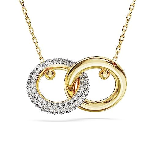 Swarovski Dextera Pendant, Interlocking loop, Clear, Gold-tone Finish
