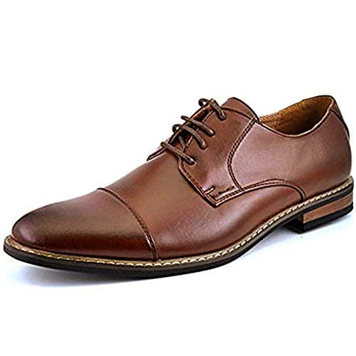 Bruno Marc Moda Italy Prince Men's Classic Modern Oxford Lace Dress Shoes,Size 6.5 Dark Brown