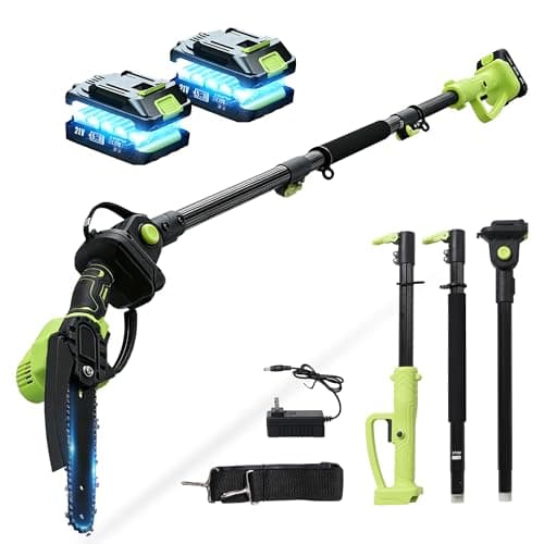 Electric Pole Chainsaw for Tree Trimming,8 Inch Battery Powered Pole Saw with Extension Pole,Lightweight Brushless Tree Trimmer for Branch Cutting,Limb Pruning,Yard Cleanup,Garden Maintenance Outdoor