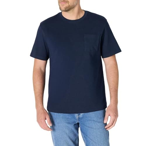 Amazon Essentials Men's Relaxed-Fit Heavyweight Cotton T-Shirt, Loose Fit, Navy, Large