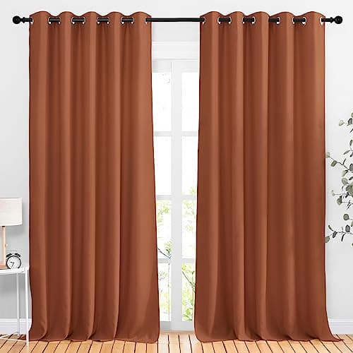 NICETOWN Bedroom Blackout Large Window Curtains - Room Darkening Energy Saving Thermal Insulated Grommet Room Divider Draperies for Living Room/Doorway (Burnt Orange, W66 x L90, 2 Panels)