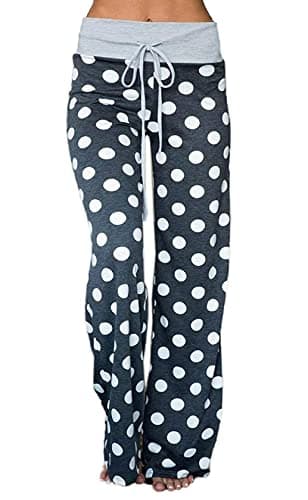 ccko Women's Comfy Casual Stretch Pajama Pants Drawstring Palazzo Lounge Pants Wide Leg