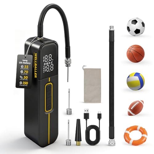 Electric Ball Pump for Sports Balls with Fast Inflation, 2600mAh Ball Pump with Pressure Gauge and Digital LCD Display,15PSI Portable Air Pump for Balls Basketball Soccer Football Volleyball (Black)