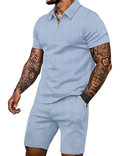 JoZorro Polo Shirts Set for Men Mens T Golf Shirt Short Sleeve US Sky Blue,X-Large