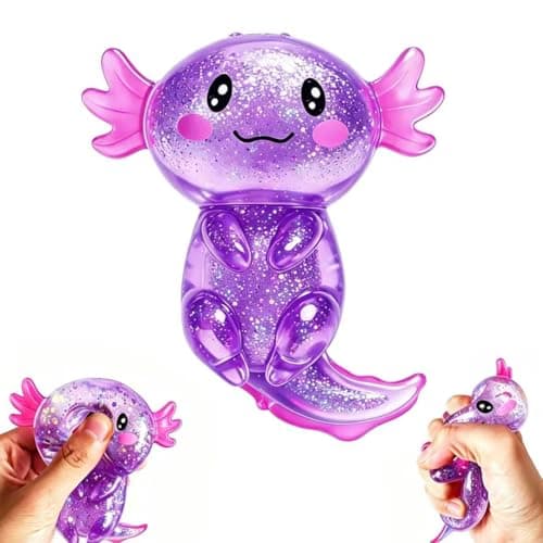 Axolotls Squishies Fidget Stress Ball,Cute Squishies Axolotls Toy,Easter Basket Stuffers, Stress Ball Squeeze Toys for Stress Relief (Purple)