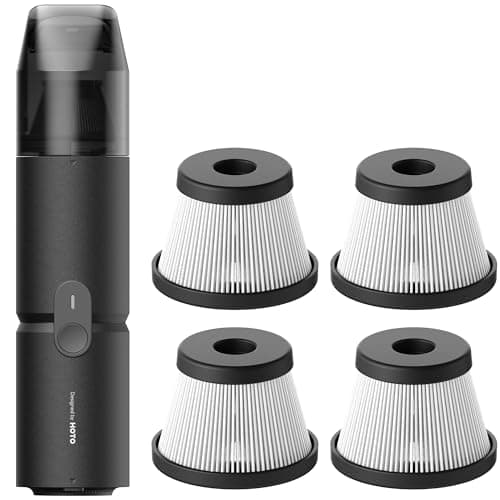 HOTO Handheld Vacuum Cleaner Cordless, Desk Vacuum Cleaner Compressed Electric15000Pa Suction Bundle with 4 Pcs Filte Replacement