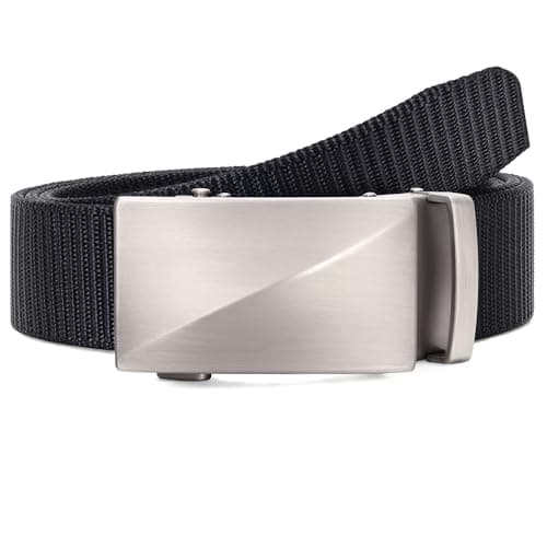 SANSTHS Nylon Ratchet Belts for Men with Automatic Slide Buckle Casual Belt