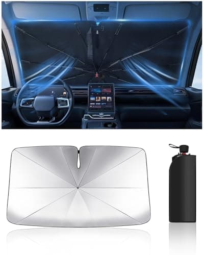 Windshield Sun Shade Umbrella for Car, Foldable Car Windshield Sunshade UV Block Heat Insulation, Fits Sedan SUV Truck, Compatible with Camry Accord Civic CRV Model Y Ideal Gifts for Men & Women