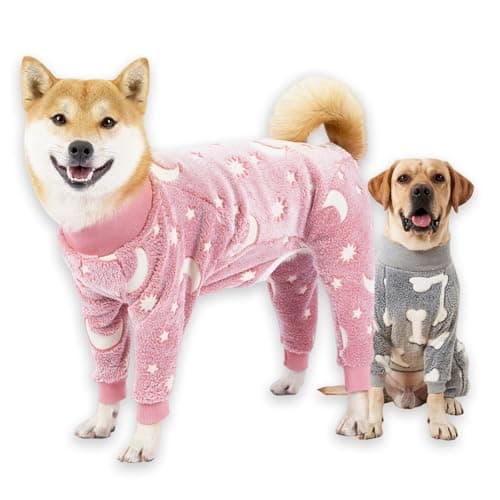 Dog Pajamas for Cold Weather Glow Coral Velvet Onesies Sleepwear