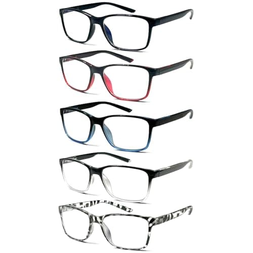 JOSCHOO Reading Glasses 5 Pack Blue Light Blocking Readers Spring Hinge Glasses for Reading for Women (5 Mix Clour-2, 1.25, x)