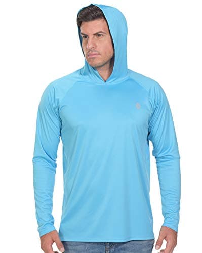 Tee Shirts Mens Rash Guard - UPF 50+ Sun Protection Hoodie Long Sleeve SPF Shirt Blue