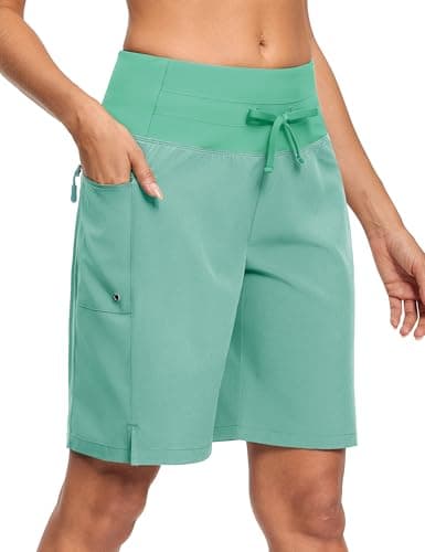 ISEEGZ Swim Board Shorts Women 9" Mint Green