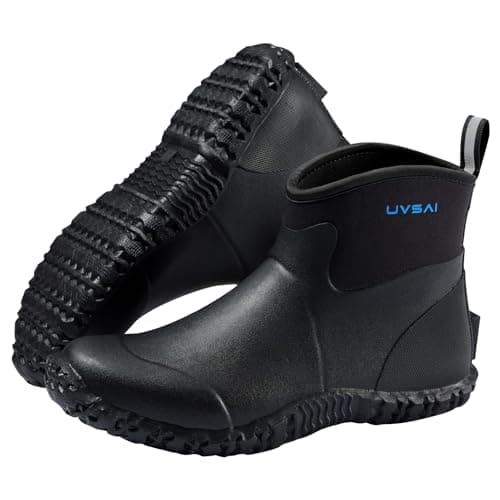 UVSAI Men's Waterproof 5.3-inch Ankle High Garden Shoes Rain Boots Slip-On Footwear for Gardening Farming Lawn Care Yard Work