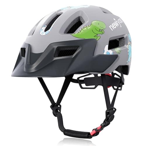newyoo Toddler Bike Helmet,Adjustable Dial Fit Boys&Girls Baby Bicycle Helmet,Kids Bike Helmet for Toddlers 3-5-8-14,Sun Visor,and 14 Vents for Multi-Sport, Grey