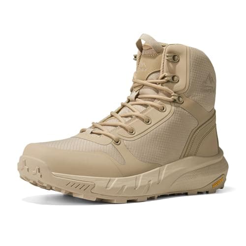 NORTIV 8 Men's Military Tactical Boot Lightweight Comfortable Boots for Work All Day Side Zipper Motorcycle Combat Hiking Boots Metrostrike(8-9 Inches),Size 7W,Sand