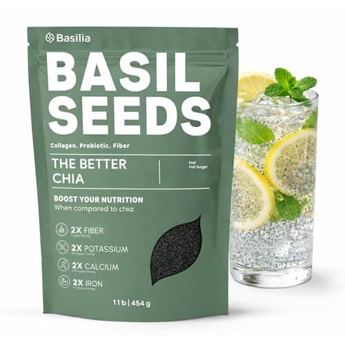 Basilia Basil Seeds for Eating, Edible Sweet Basil Seed, 1 lb Bag