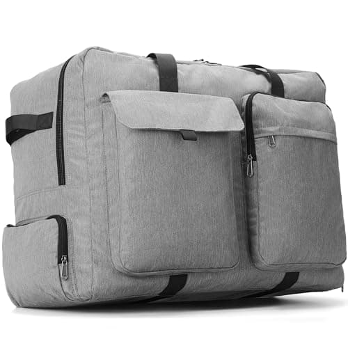 Large Travel Duffle Bag for Men Women, 80L 100L 120L Foldable Waterproof Duffle Bag, Packable Bag with Shoes Compartment for Overnight Gym Weekender Bag (Gray, 80L)