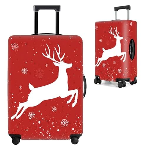 THISFIND Luggage Cover Suitcase Protector – Christmas & Cute Animal Travel Sleeve, Stretchable Waterproof Baggage Cover,M