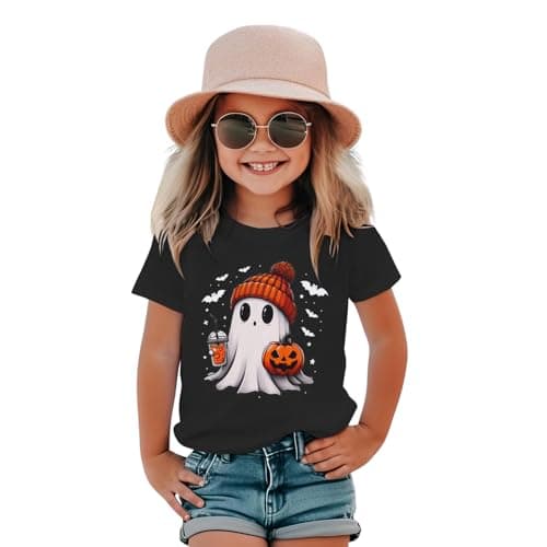 GLIGLITTR Toddler Halloween Shirt Baby Boy Girl Cute Ghost Tshirt Pumpkin Short Sleeve Tee Top Kids Spooky Season Fall Outfit(Black5,18-24Months)