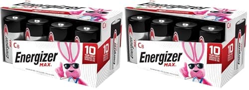 Energizer MAX C Batteries, Premium Alkaline C Cell Batteries, (8 Battery Count), (Pack of 2)
