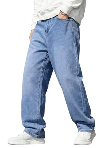 JMIERR Mens Baggy Jeans Wide Leg Y2K Relaxed Fit Denim Pants, Beau Blue, M