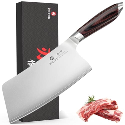 imarku 7.5" Cleaver Knife, Japanese High Carbon Steel, Pakkawood Handle
