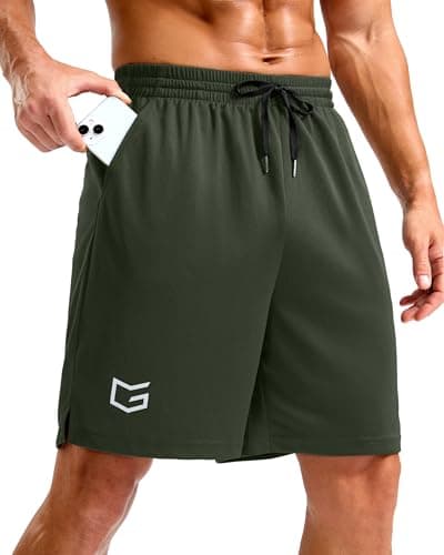 G Gradual Men's Athletic Workout Shorts with Pockets 7"/5"/9" Olive