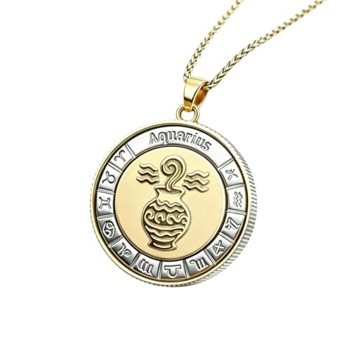 Aquarius Necklace Horoscope Gifts for Women Men, 18K Gold Plated Silver Plated Tarnish Free Zodiac Pendant Necklaces, Constellation Necklace Ready-To-Gift for Wife Husband Girlfriend Boyfriend Mom Daughter Birthday Christmas Valentine Anniversary