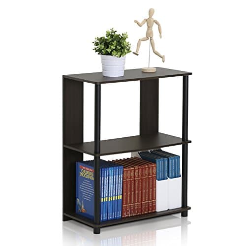 Furinno JAYA Simple Design 3-Tier Bookcase / Bookshelf / Display Rack, Plastic Tubes, Walnut