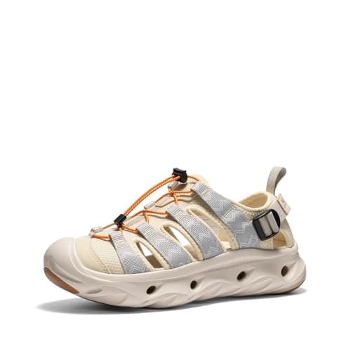 NORTIV 8 Water Shoes Hiking Sandals for Men and Women Wide Toe Box Cushion EVA Sole Closed Toe Arch Support Quick-Dry Outdoor Walking Sandals for Travel Trail,Size M7/L8.5,Beige,SNST26005U