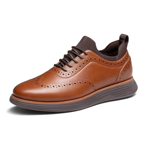 Bruno Marc Men's MaxFlex Dress Sneakers Oxfords Casual Wingtip Brogue Shoes,Size 8.5,Light Brown/Coffee,SBOX2326M