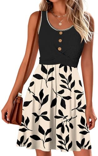 Summer Dresses for Women 2026 Trendy Twist Front Waffle Knit Dress Flowy Sleeveless Sundresses