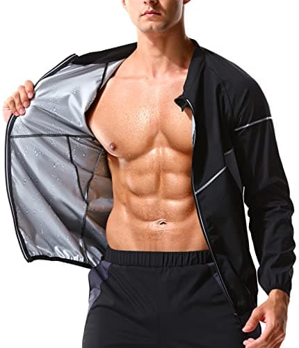 Sauna Jacket for Men Sweat Shirt Long Sleeve Sauna Suit Workout Top